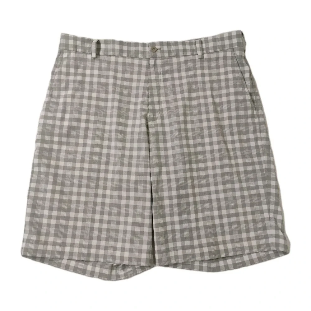 Nike Checkered White Grey Polyester Performance‎ Shorts Men's Sz 36 Lightweight
